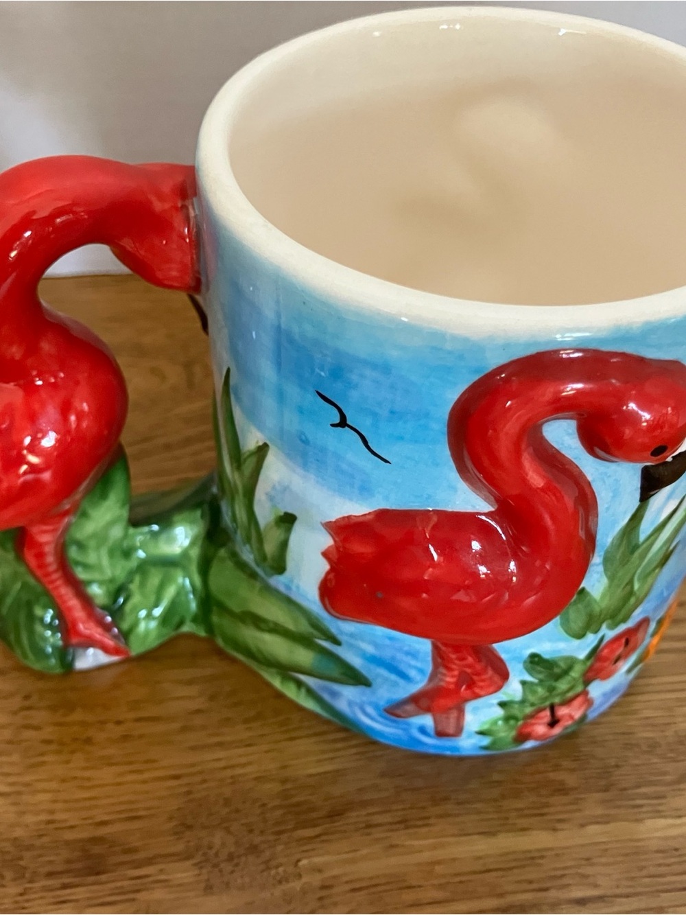 Beachcombers Vintage Ceramic Flamingo Coastal Vase in Red and Blue